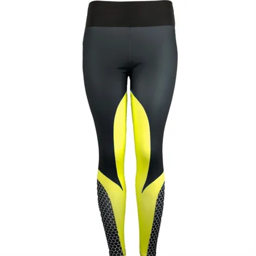 Female Fitness Capris Print Sport Leggings Honeycomb Yoga Outfits PQHY06F