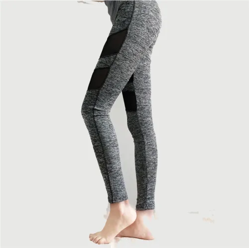 Mesh Panelled Patchwork Black Sexy Workout Trousers PQYS1095B