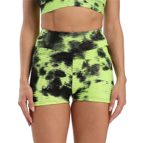 High Waist Sexy Sport Shorts Women Tie-Dyed Fitness Leggings PQ9616B