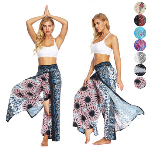 Women Straight Wide Leg Hippie Pants Loose Yoga Dance Wear PQYEA003