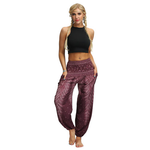 Women Hippie Harem Pants Digital Print Yoga Leggings PQYCI-074