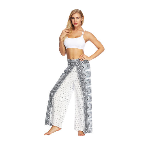 Women Straight Wide Leg Hippie Pants Loose Yoga Dance Wear PQYEA004