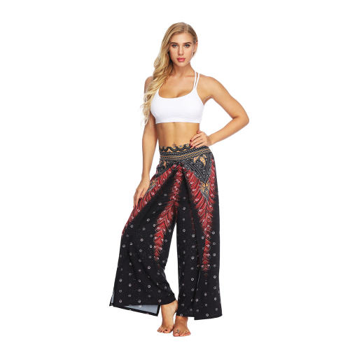 Women Straight Wide Leg Hippie Pants Loose Yoga Dance Wear PQYEA002