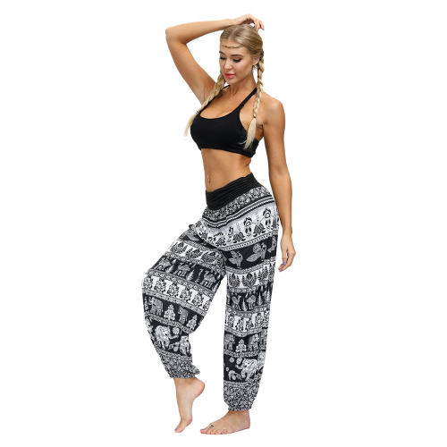 Loose Yoga Dance Bloomers Women Straight Wide Leg Hippie Pants PQYEX009