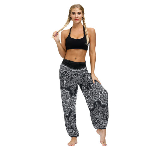 Loose Yoga Dance Bloomers Women Straight Wide Leg Hippie Pants PQYEX011