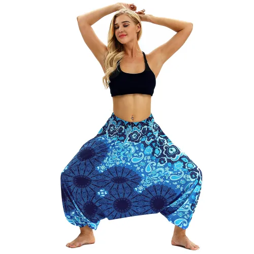 Women Digital Printed High Waist Yoga Leggings Harem Hippie Pants PQYCL-012