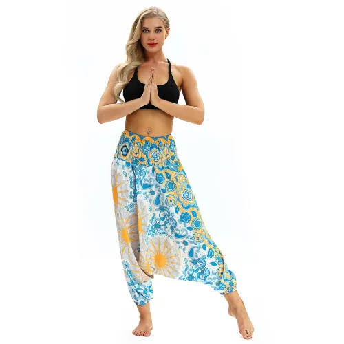Women Digital Printed High Waist Yoga Leggings Harem Hippie Pants PQYCL-017
