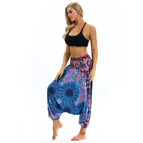 Women Digital Printed High Waist Yoga Leggings Harem Hippie Pants PQYCL-014