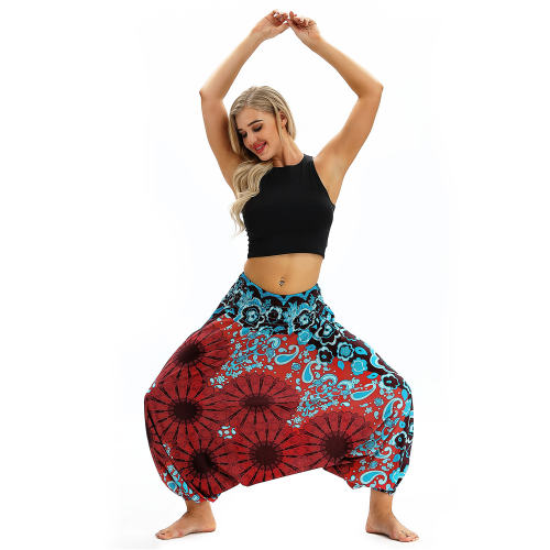 Women Digital Printed High Waist Yoga Leggings Harem Hippie Pants PQYCL-016