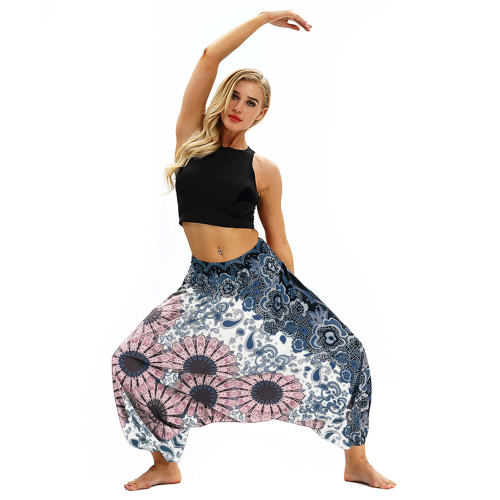 Women Digital Printed High Waist Yoga Leggings Harem Hippie Pants PQYCL-011