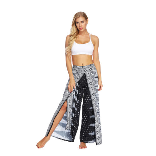 Women Straight Wide Leg Hippie Pants Loose Yoga Dance Wear PQYEA006