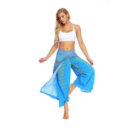 Women Straight Wide Leg Hippie Pants Loose Yoga Dance Wear PQYEA003