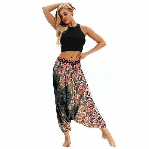 Women Digital Printed High Waist Yoga Leggings Harem Hippie Pants PQYCL-013