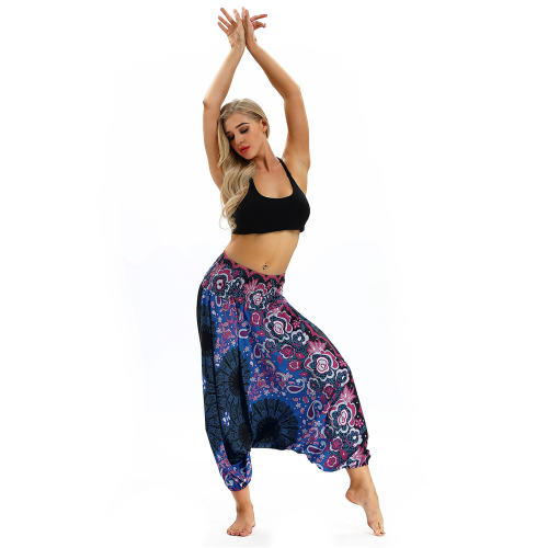 Women Digital Printed High Waist Yoga Leggings Harem Hippie Pants PQYCL-015