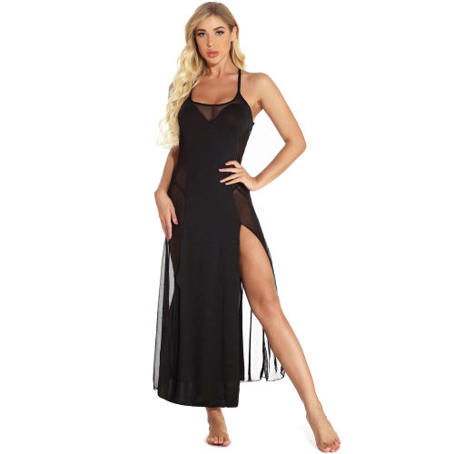 Sexy Nightgown Lingerie Black Lace Night Dress For Women PQYM7801