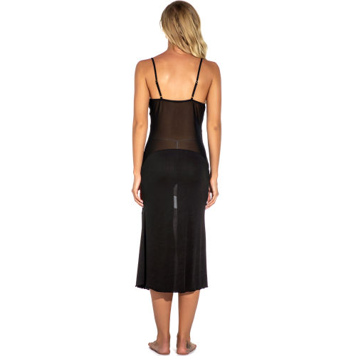 Mesh Patchwork Nightgown Sexy Lingerie Side Slipt Night Dress For Women PQYM7832