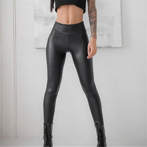 Women High Waist Wetlook PU Pants Matt Faux Leather Leggings PQPK15B