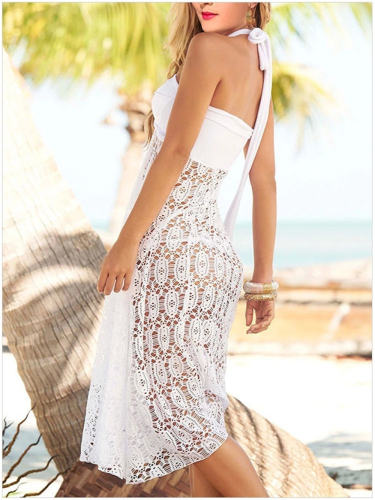 White Sexy Lace Beach Cover-ups for Women Beach Dress PQ66861A