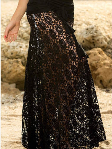 Black Lace Beach Dress for Women Sexy Beach Cover-ups PQ66861B