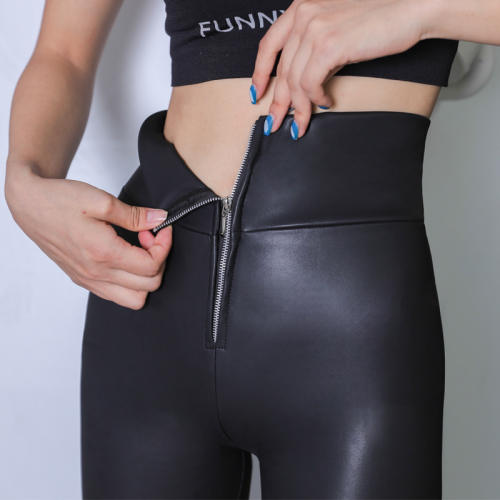 Women High Waist PU Pencil Leggings Winter Matt Faux Leather Pants PQLLP112