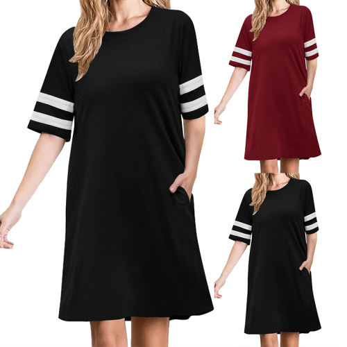 Fashion Crew Neck Casual Dresses for Women Short Sleeve Streetwear PQ1142A [OUT OF STOCK]