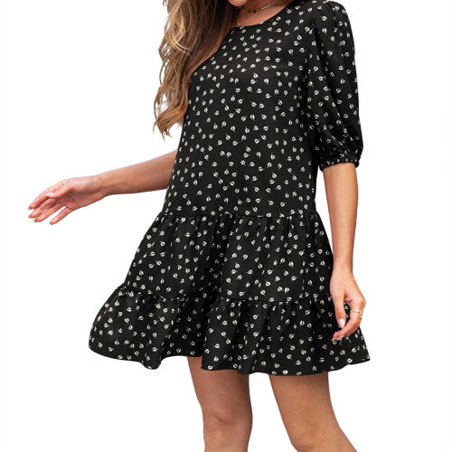 Fashion Summer Retro Dress Women Loose Half Sleeve Casual Dresses PQ1124A