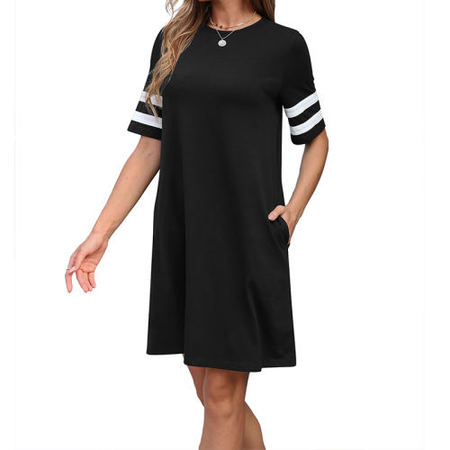 Fashion Crew Neck Casual Dresses for Women Short Sleeve Streetwear PQ1142A [OUT OF STOCK]