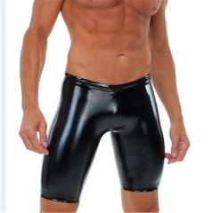 Wetlook PVC Night Club Shorts Faux Leather Steampunk Pants for Men PQN925
