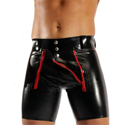 Faux Leather Steampunk Pants for Men PVC Night Club Shorts PQN922