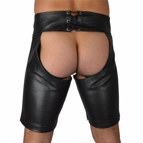 Matt PU Night Club Shorts Faux Leather Open Crutch Steampunk Pants Men PQN926