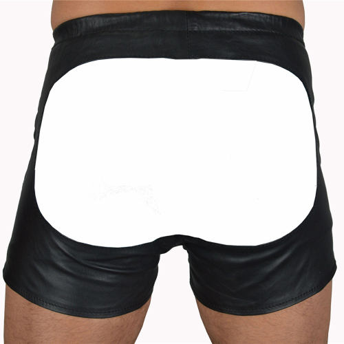 Night Club Butt Cheek Shorts Faux Leather Steampunk Matt PU Pants Men PQN927