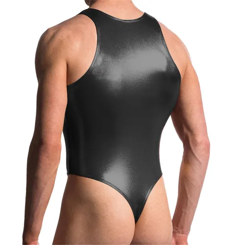 Men Faux Leather Night Clubwear Steampunk Matt PU Fetish Bodysuits PQN928