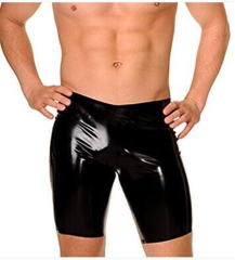 Wetlook PVC Night Club Shorts Faux Leather Steampunk Pants for Men PQN925