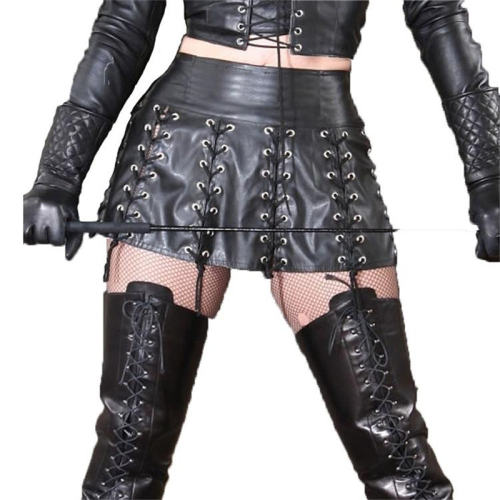 Women PVC Steampunk Mini Skirts Faux Leather Night Club Wear PQLK1075