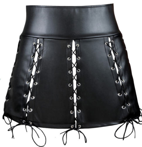 Women PVC Steampunk Mini Skirts Faux Leather Night Club Wear PQLK1075