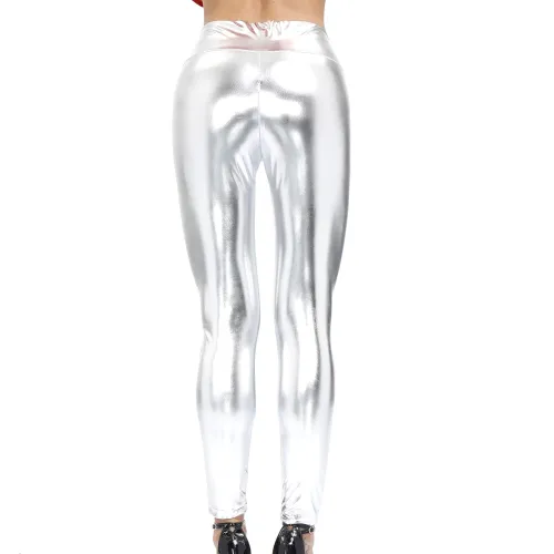Faux Leather Wetlook Leggings Women PVC Steampunk Club Pants PQLK1116E