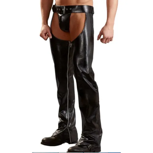 Fetish PU Pants For Men Steampunk Trousers Faux Leather Club Wear PQLKN935
