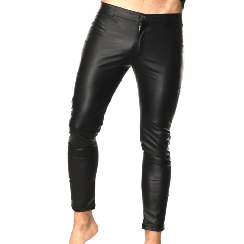 Steampunk Pants with Tops PU Club Wear Faux Leather Trousers For Men PQLKN944
