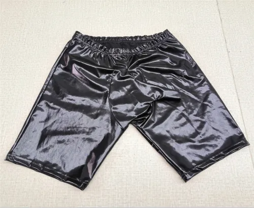 Wetlook PVC Steampunk Shorts Club Wear Faux Leather Trousers For Men PQLKN988