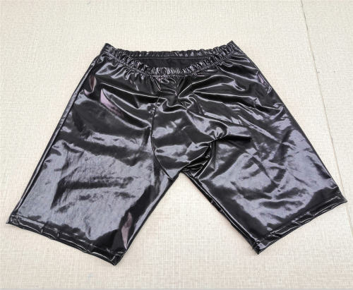 Wetlook PVC Steampunk Shorts Club Wear Faux Leather Trousers For Men PQLKN988