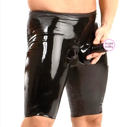 Wetlook PVC Steampunk Shorts Club Wear Faux Leather Trousers For Men PQLKN988