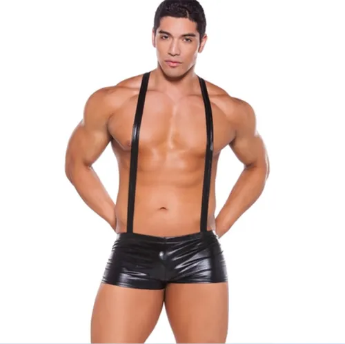 Wetlook PVC Steampunk Shorts Faux Leather Club Wear For Men PQLKN936