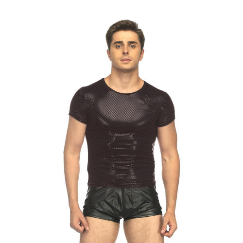 Grid Night Club Wear Fetish PVC Vest For Men Faux Leather Tops PQN959A