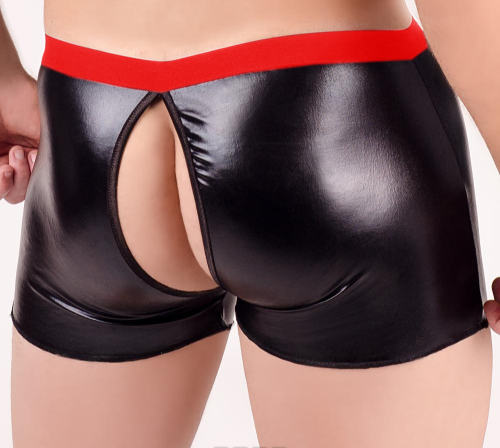Wetlook PVC Steampunk Shorts Club Wear Faux Leather Underwear Men PQN964A