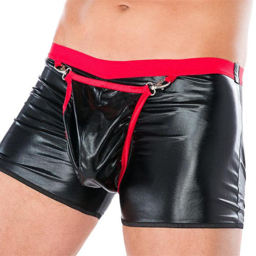 Wetlook PVC Steampunk Shorts Club Wear Faux Leather Underwear Men PQN964A