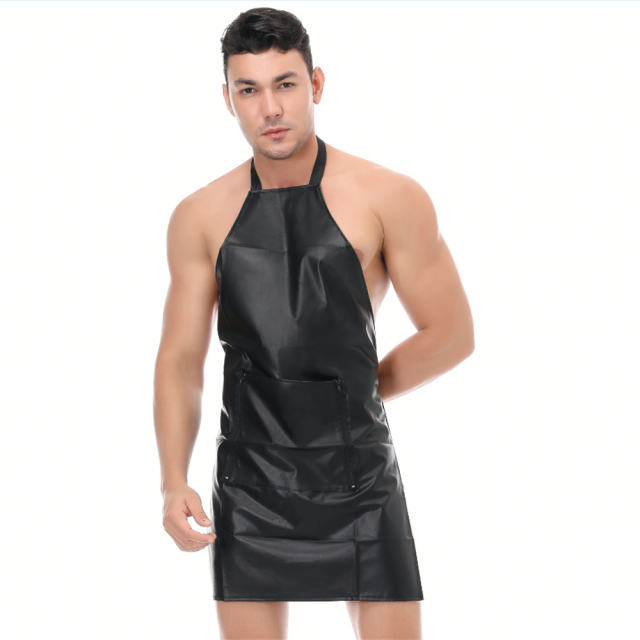 PU Fetish Apron For Men Steampunk Lingerie Faux Leather Club Wear PQLKN978