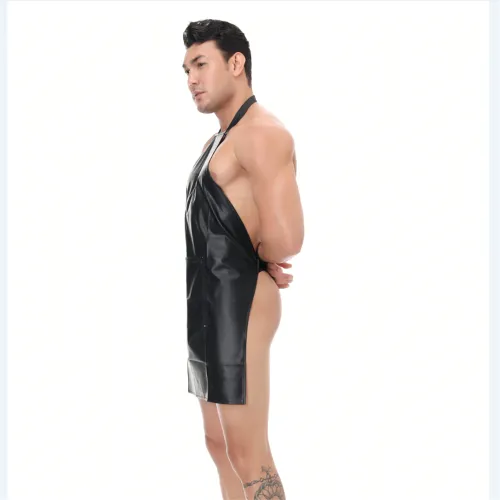 PU Fetish Apron For Men Steampunk Lingerie Faux Leather Club Wear PQLKN978