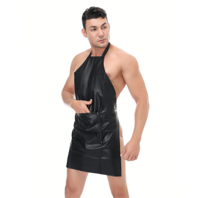 PU Fetish Apron For Men Steampunk Lingerie Faux Leather Club Wear PQLKN978