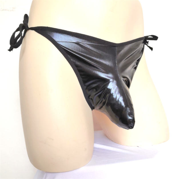 Wetlook PVC Panties Faux Leather Underwear Steampunk Shorts Men PQN989A