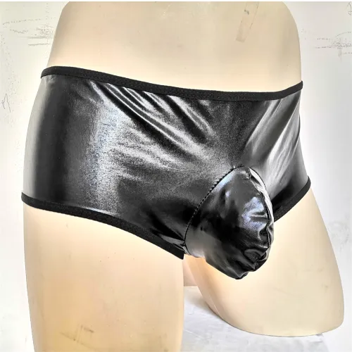 Faux Leather Underwear Butt Cheek Shorts Men PVC Panties PQN992A